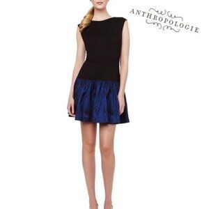 Anthropologie Erin Fetherston Dress 4 Black Blue Mini Metallic Hepburn Small